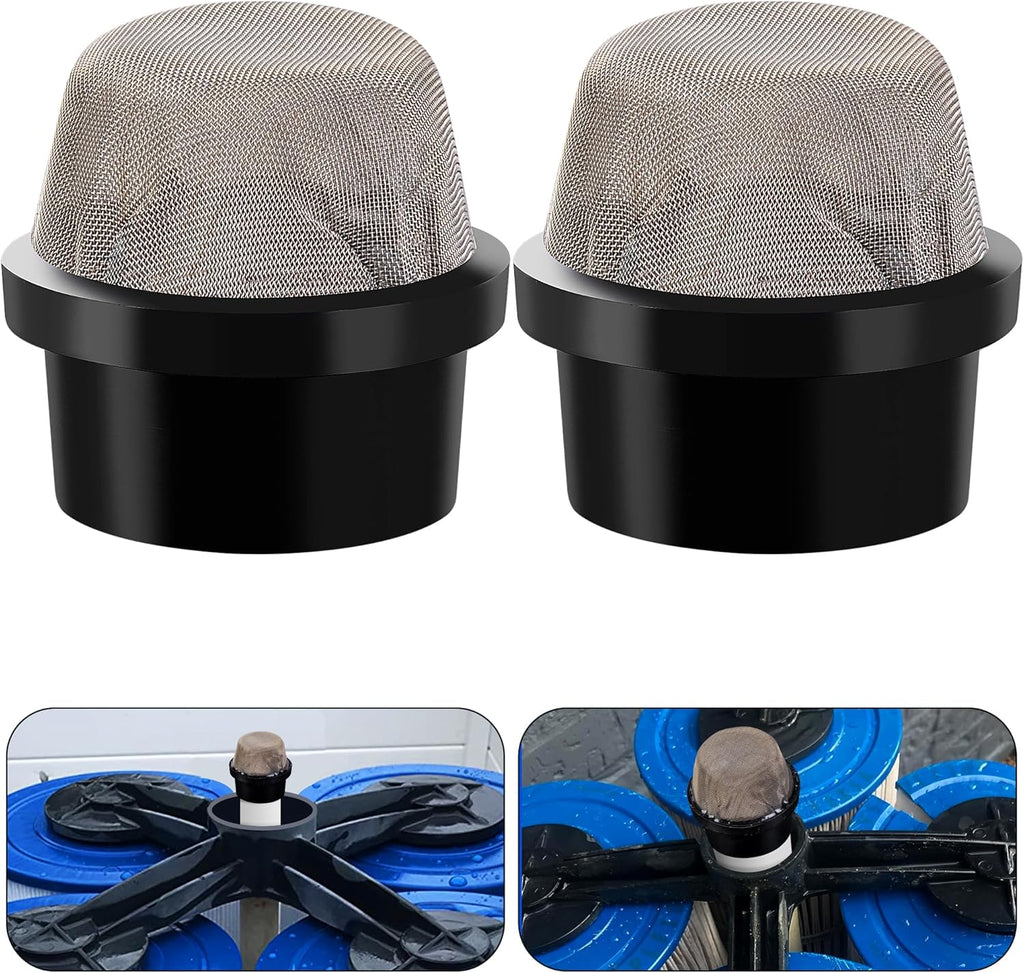DECOHS 2 Pcs 190106Z Air Bleeder Screen Cap- Stainless Steel Screen Filter Cap Replacement Parts- Air Valve Strainer Cap for Most Pools Filters