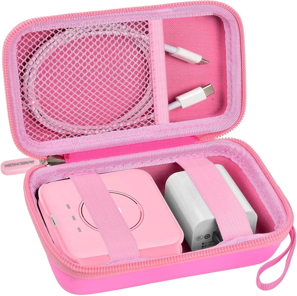 Travel Case for UCOMX for Nano/for Iseyyox/for LISEN/for RTOPS 3 in 1 Wireless Charger, Foldable Magnetic Charging Station Storage Holder Bag for Fast Charge Pad Cable and Adapter, Pink-Box Only