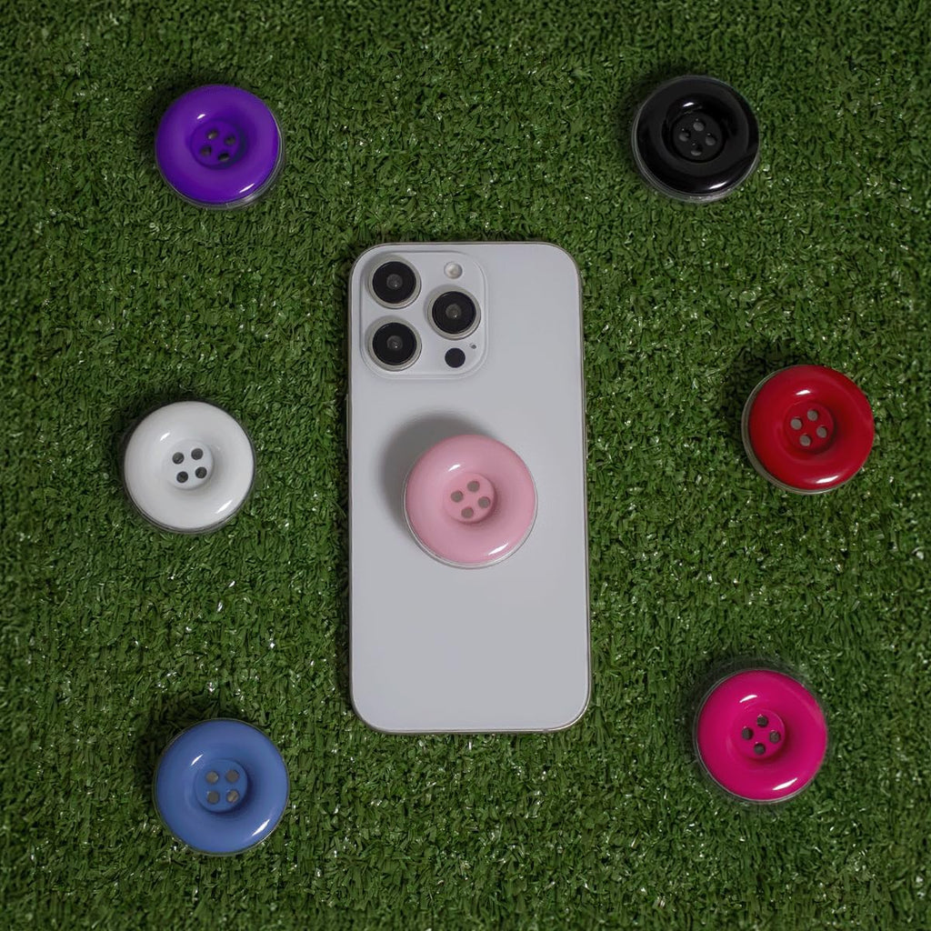 Solid Color Button Phone Grip – Minimalist Design, Durable and Lightweight, Grip and Stand for Smartphones (White, Adhesive Type)