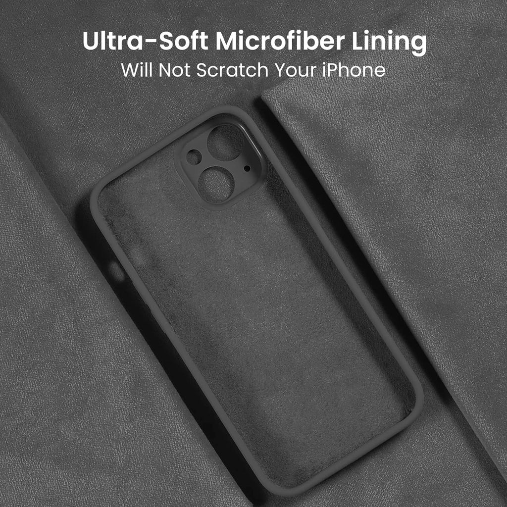 FireNova Designed for iPhone 14 Case, Silicone Upgraded [Camera Protection] Phone Case with [2 Screen Protectors], Soft Anti-Scratch Microfiber Lining Inside, 6.1 inch, Space Gray