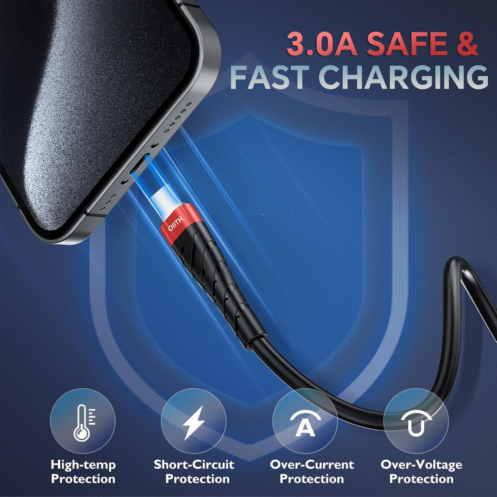 OIITH USB C Cable, USB A to USB C 3A Fast Charging (6FT 3Pack) Phone USB Type-C Charge Cable Android Charge Cord USB C Charger Cable for iPhone 15 Plus/Pro/Pro Max/Samsung/Pad/Laptop/LG/-Red