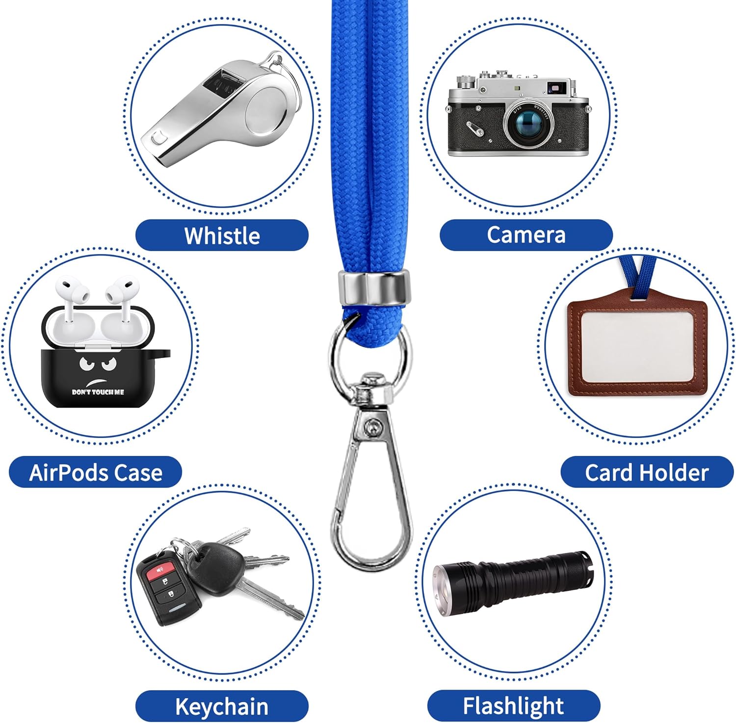 CACOE Phone Lanyard 2 Pcs-1 Pcs Adjustable Neck Strap, 1 Pcs Wrist Strap, 2 Pcs Pads, Universal Crossbody Multifuctional Cell Phone Lanyards Compatible with Most Smartphones(Dark Blue)