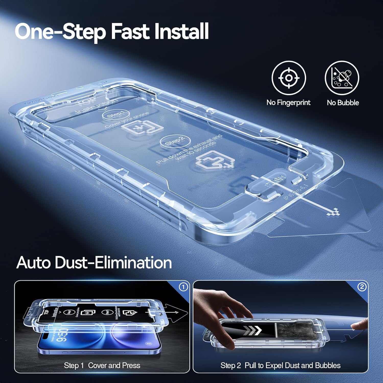SMARTDEVIL 2 Pack Screen Protector for iPhone 16 (6.1 Inch) Tempered Glass, HD Clear Film, Easy Installation, Dust-Free & Bubble-Free