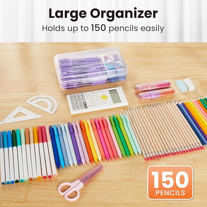 Sooez 6 Pack Pencil Box, Hard Pencil Boxes - Image 2