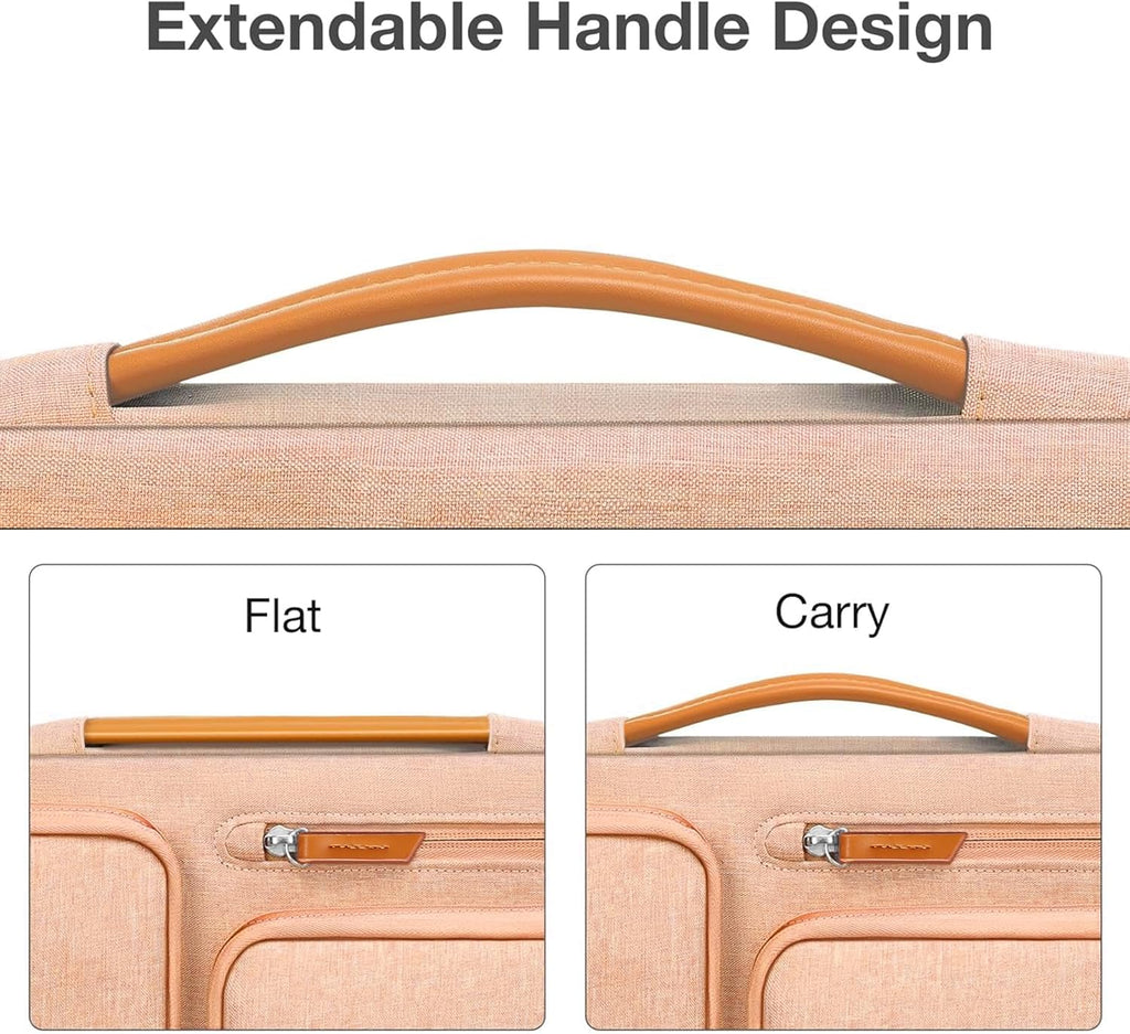MOSISO 360 Protective Laptop Case 13.3 inch, 13-13.3 inch Laptop Sleeve Compatible with MacBook Air/Pro 13 / Pro 14,HP Dell Acer ASUS,Side Open Carrying Case with 4 Zipper Pockets&Handle, Peach Fuzz