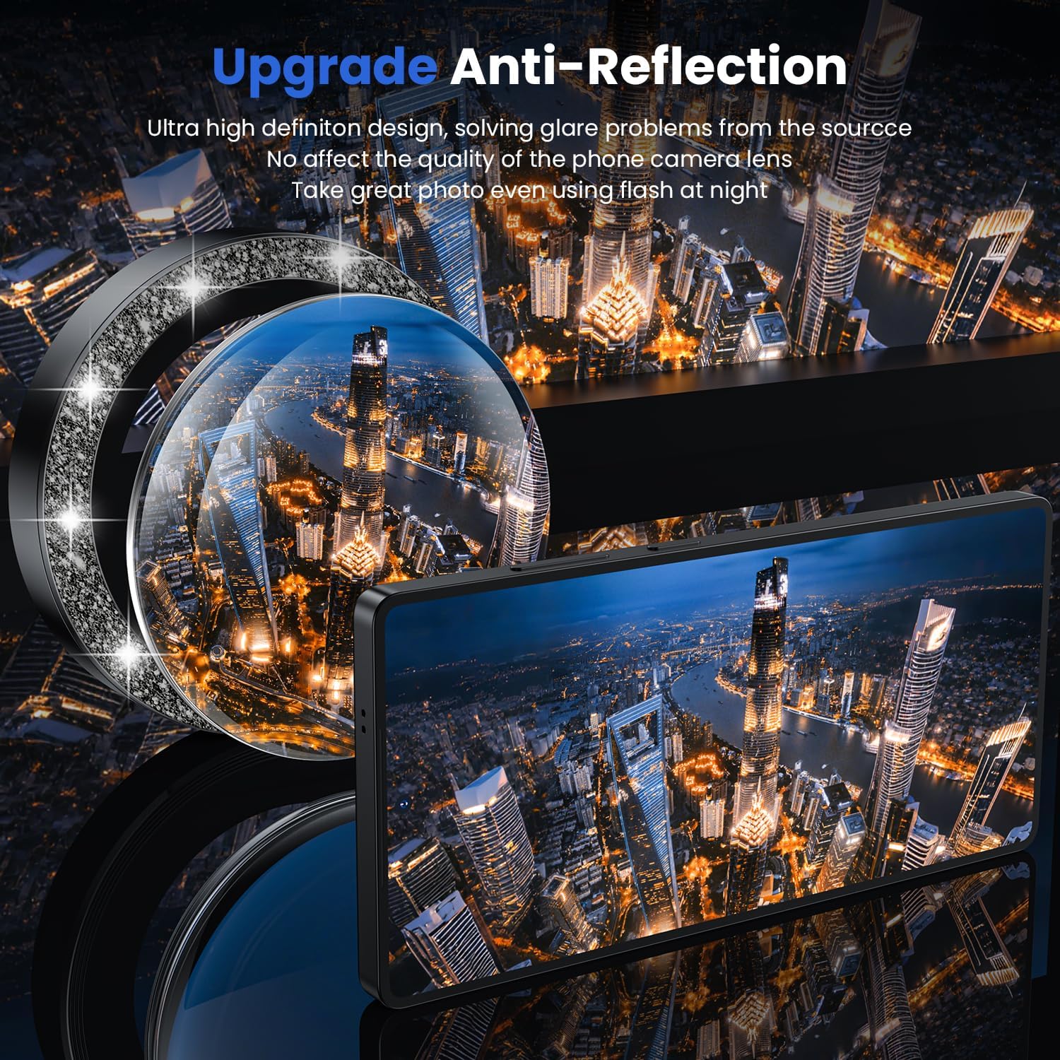 WSKEN for Samsung Galaxy S25 Ultra Camera Lens Protector - Ultra Thin Case Friendly, 9H Shatterproof Tempered Glass with Aluminum Metal Circle Camera Screen Protector Cover Accessories, Glitter Black