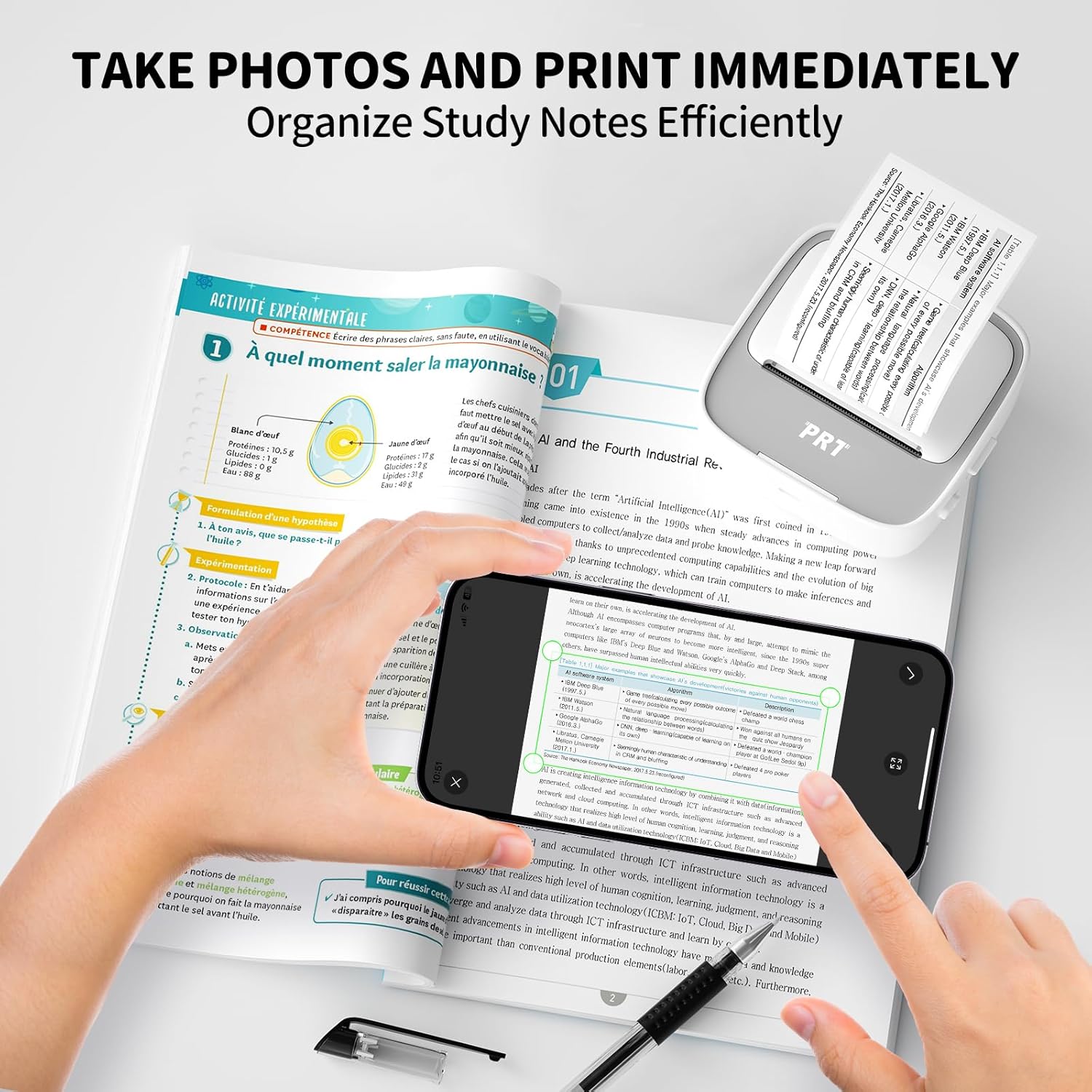 PRT Mini Sticker Printer, Portable Thermal Printer with 1 Roll Sticker Paper, Inkless Sticker Maker, Bluetooth Label Printer for Study Notes,Lists,Pictures,DIY Creations Small Printers for Home Use