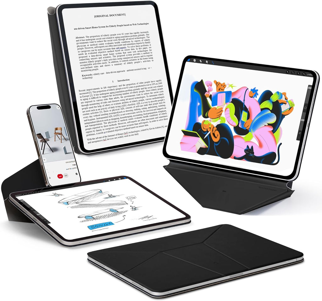 MOFT Dynamic Folio Case for iPad mini 7 A17 Pro 2024 & iPad mini 6th A15 2021, 8.3 Inch Silm Magnetic Stand Case with 20+ Viewing Angles, Auto Wake/Sleep, Ultra Thin, Jet Black