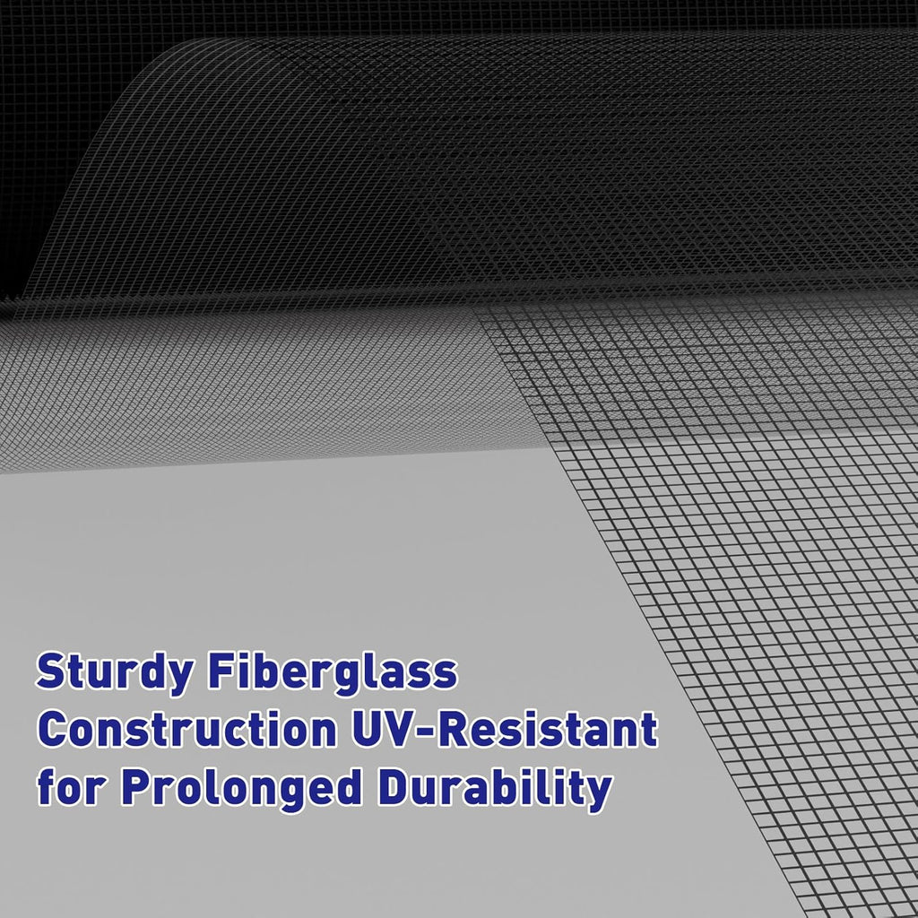 MAGZO Window Screen Replacement, 36"W x 90"L Sturdy Screen for Windows and Adjustable Door DIY Window Screen Roll French Patio Entry Porch Sliding Door Screen Mesh Curtain Net Wire Black
