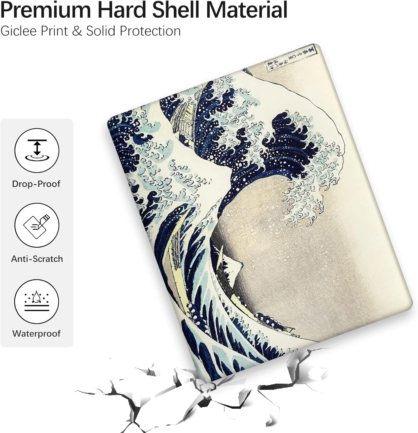 Compatible with MacBook Pro 13 inch Art Case Skin, 2022, 2021, 2020-2016 Release A2289/A2251/A2338 M1 Pattern Gray Hard Shell with Keyboard Cover & Screen Protector (The Great Wave by Hokusai)