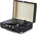 Amazon Basics Portable Suitcase Vinyl Turntable Record Player with Built-in Speakers and Bluetooth, Supports 3-Speed, Black