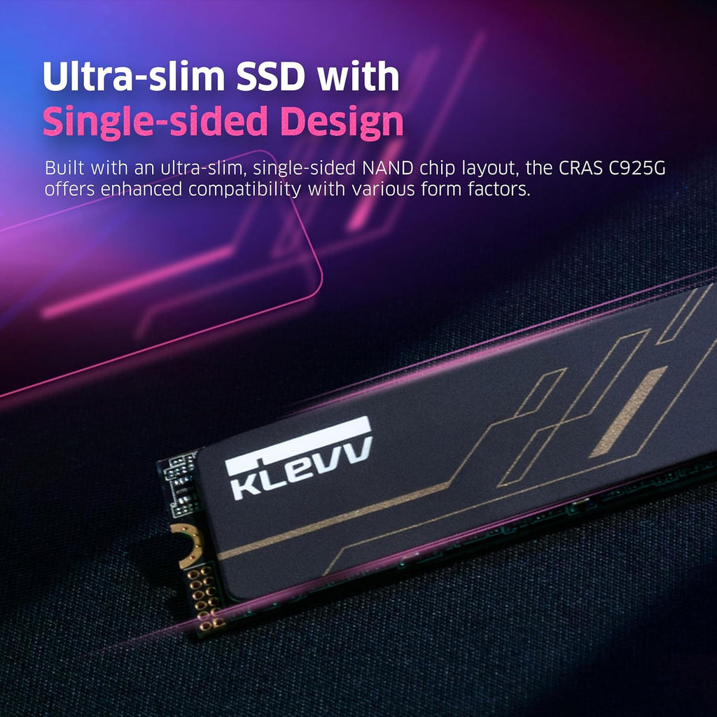 KLEVV CRAS C925G 1TB M.2 2280 NVMe PCIe Gen4x4 Internal Gaming SSD with Graphene Heatsink, Compatible with PS5, up to 7400MB/s (K01TBM2SP0-25G)