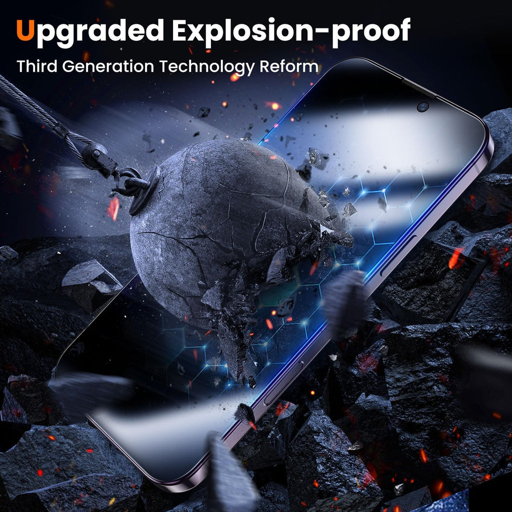 UniqueMe for iPhone 14 Pro Max Privacy Screen Protector - [Military Grade Shatterproof & 9H+ Hardness] Screen Protector 14 Pro Max Tempered Glass Full Coverage Protection, Easy to install, 2 Packs