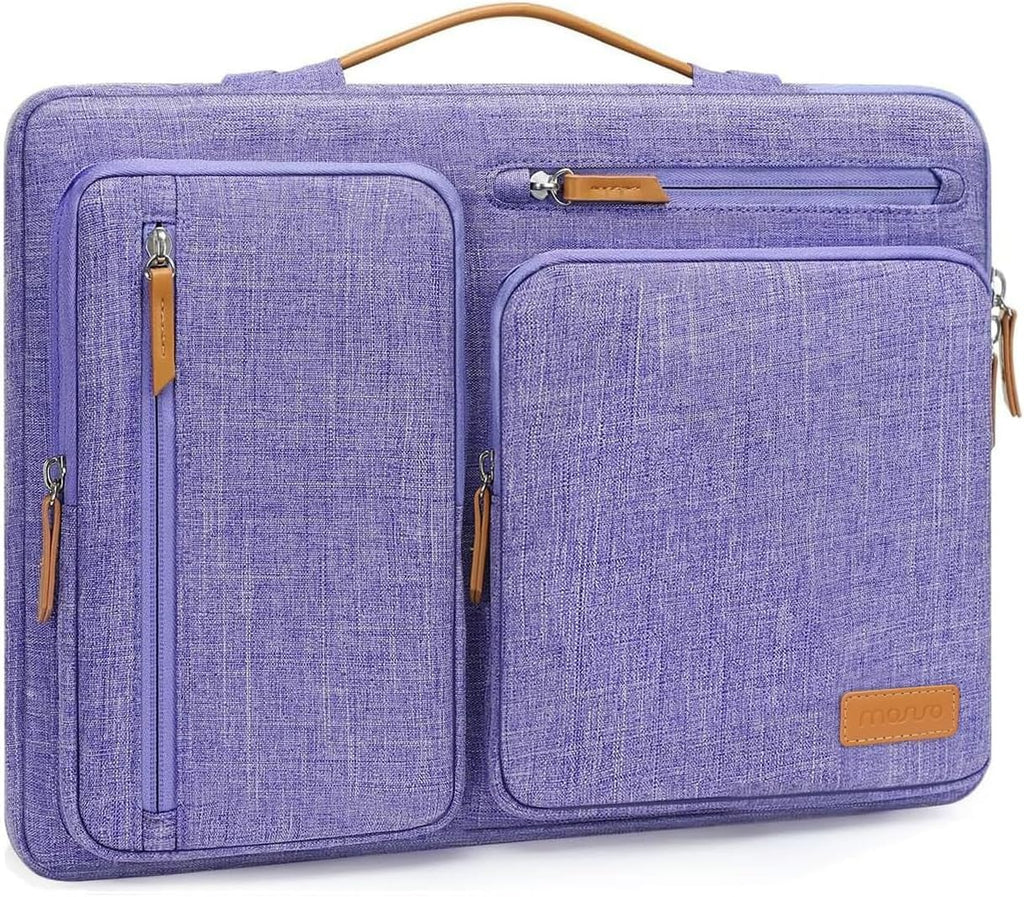 MOSISO 360 Protective Laptop Case 15 inch, 15 inch Laptop Sleeve Compatible with MacBook Air M4 M3 M2 2025 2024 2023, Dell XPS Plus, Side Open Carrying Case with 4 Zipper Pockets&Handle, Purple