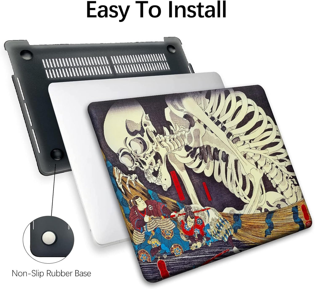 Berkin Arts Compatible with MacBook Pro 13 inch Cover, 2022, 2021, 2020-2018 Release A1708 with Keyboard Cover & Screen Protector Feudal Japan Art (The Skeleton Specter by Kuniyoshi)
