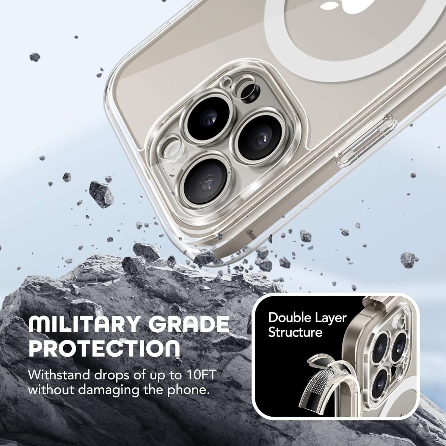 Magnetic for iPhone 15 Pro Case, Compatible with MagSafe, Built-in Privacy Screen Protector and Camera Protection, Anti Spy Full Body Dustproof Shockproof Hard Phone Case 6.1", Clear