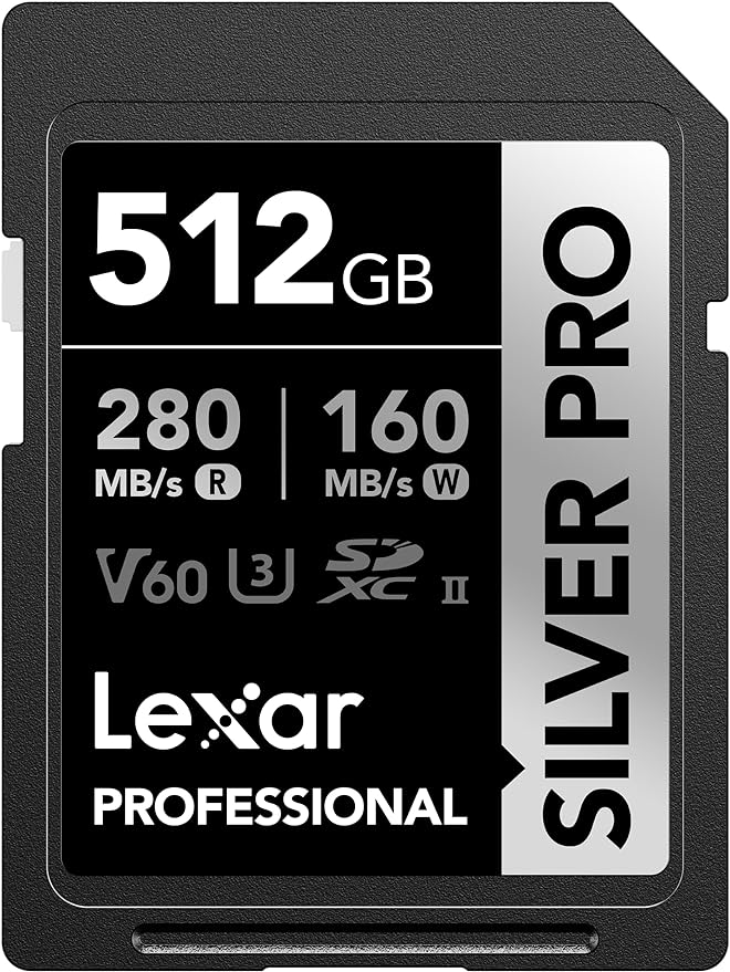 Lexar 512GB Professional SILVER PRO SD Card, Full HD, by Lexar