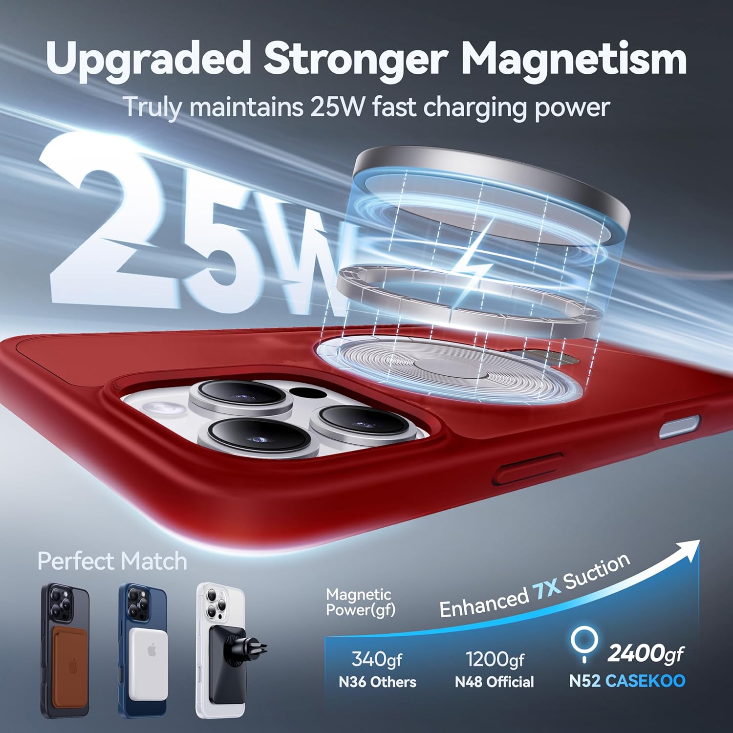CASEKOO Designed for iPhone 16 Pro Case with Magnetic Invisible Stand [Military Drop Protection] [Compatible with MagSafe] Shockproof Slim Matte Translucent Case 6.3 Inch, Red