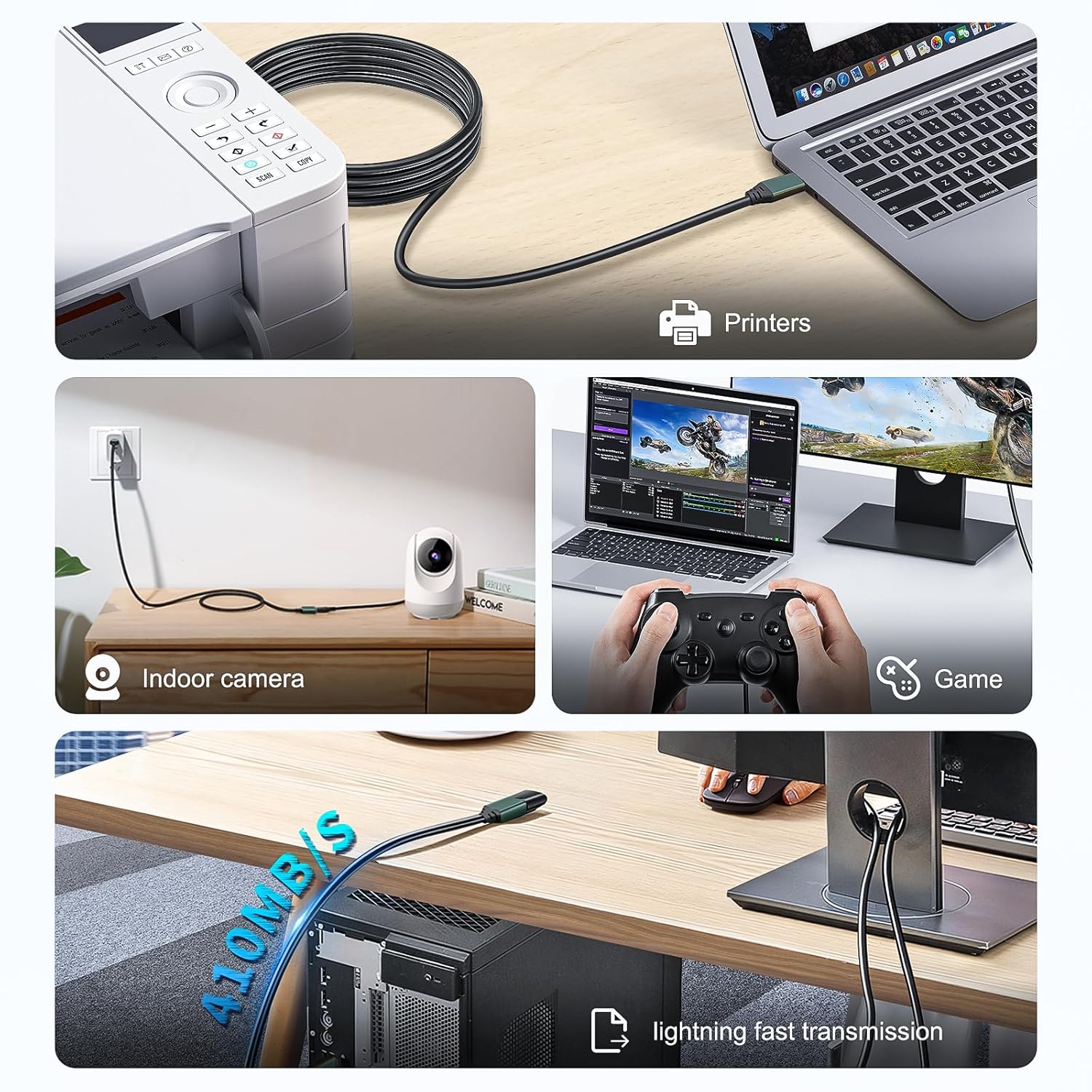Kumiho 100FT USB 3.0 Extension Cable with Extension Chipsets Signal Booster Active Type A Male to A Female for PlayStation, Xbox, Keyboard, Mouse, USB Flash Drive, Printer, Camera and More