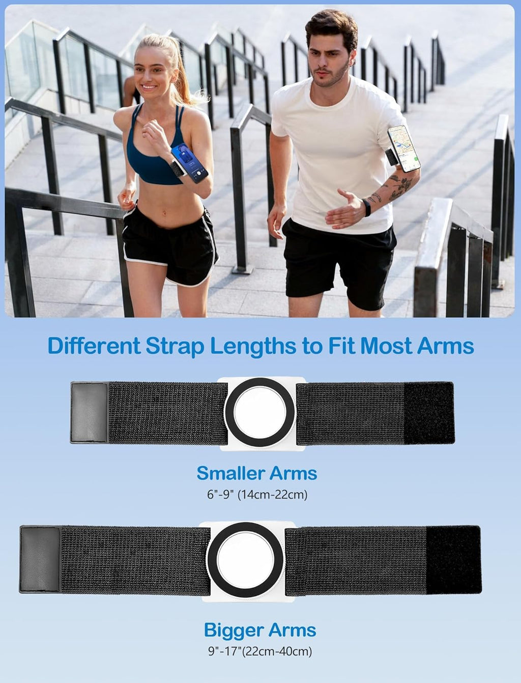TOPGO Magnetic Running Phone Holder for iPhone, HD Mirror & Extendable Anti-Drop Rope for Gym/Yoga, 360° Rotatable Wrist Phone Holder, Fits iPhone 16 Pro & Android (Black, 2 Straps)