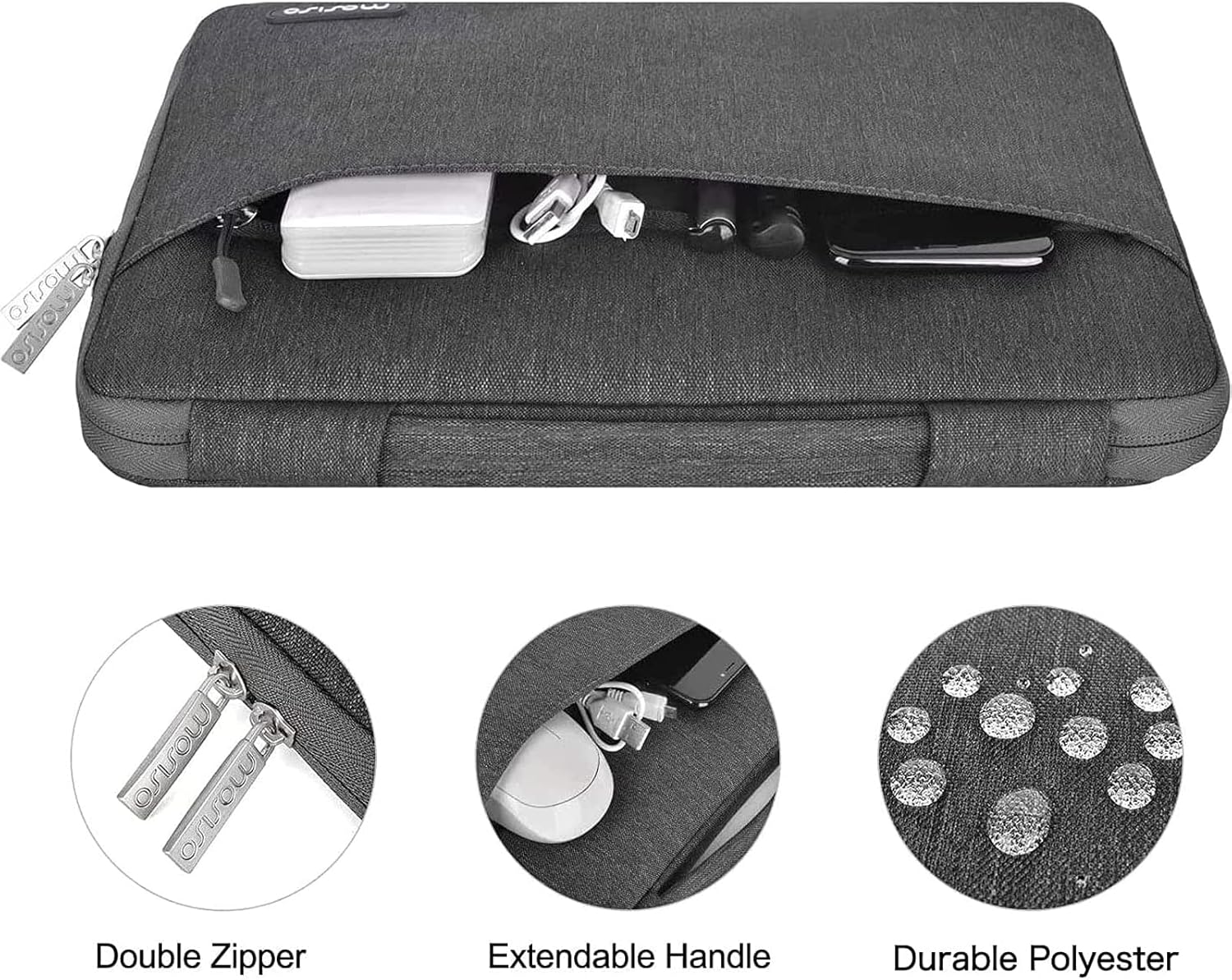MOSISO Compatible with MacBook Air 13 inch Case 2025 2024 2023 2022 M4 A3240 M3 A3113 M2 A2681, Hard Shell&Sleeve Bag&Keyboard Skin&Webcam Cover&Screen Film for MacBook Air 13.6 inch, Slate Gray