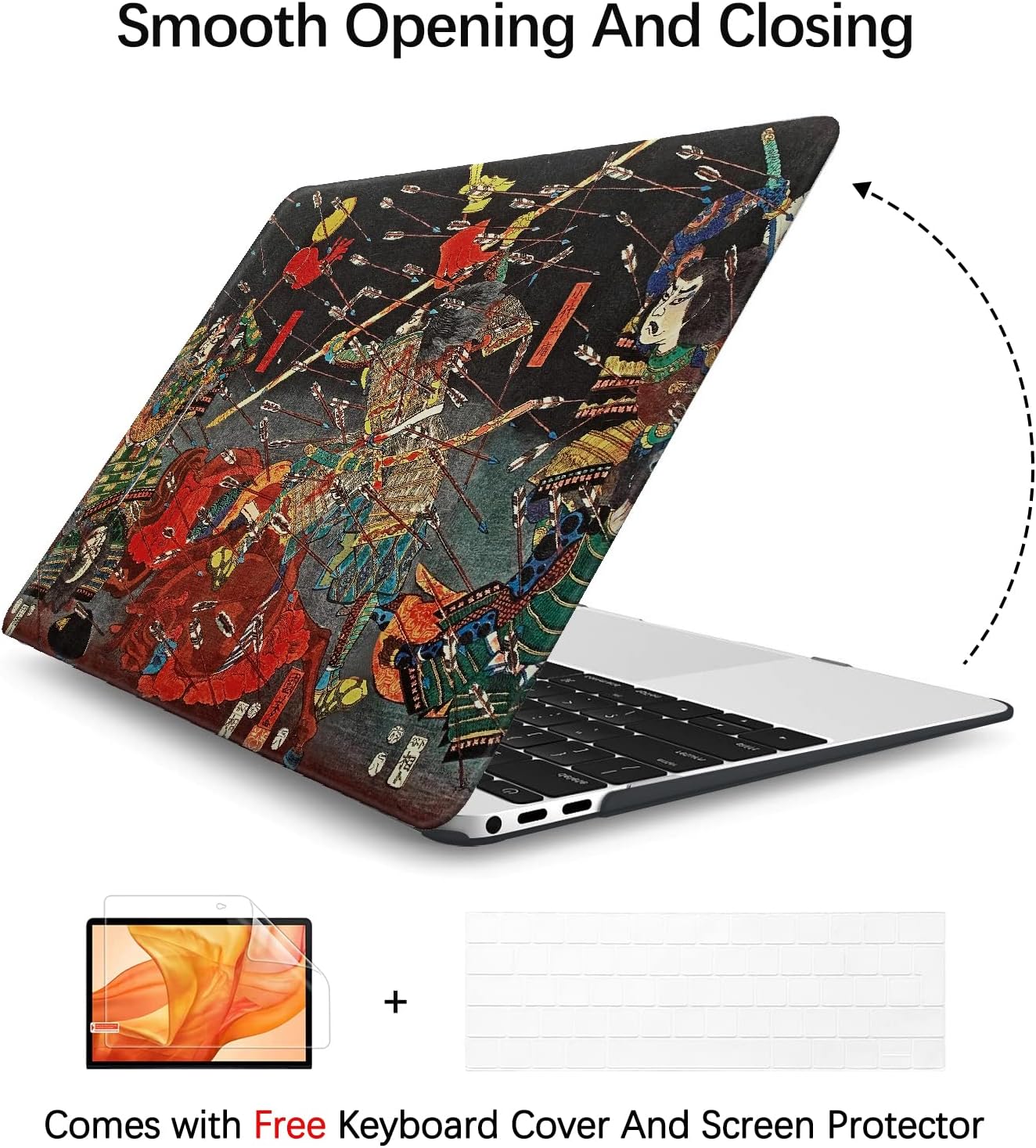 Berkin Arts for MacBook Air 15 inch Case 2025 2024 2023 Release M4 A3241 M3 A3114 M2 A2941 with Keyboard Cover & Screen Protector Ukiyo-e (The Kusunoki's Final Attack by Kuniyoshi)