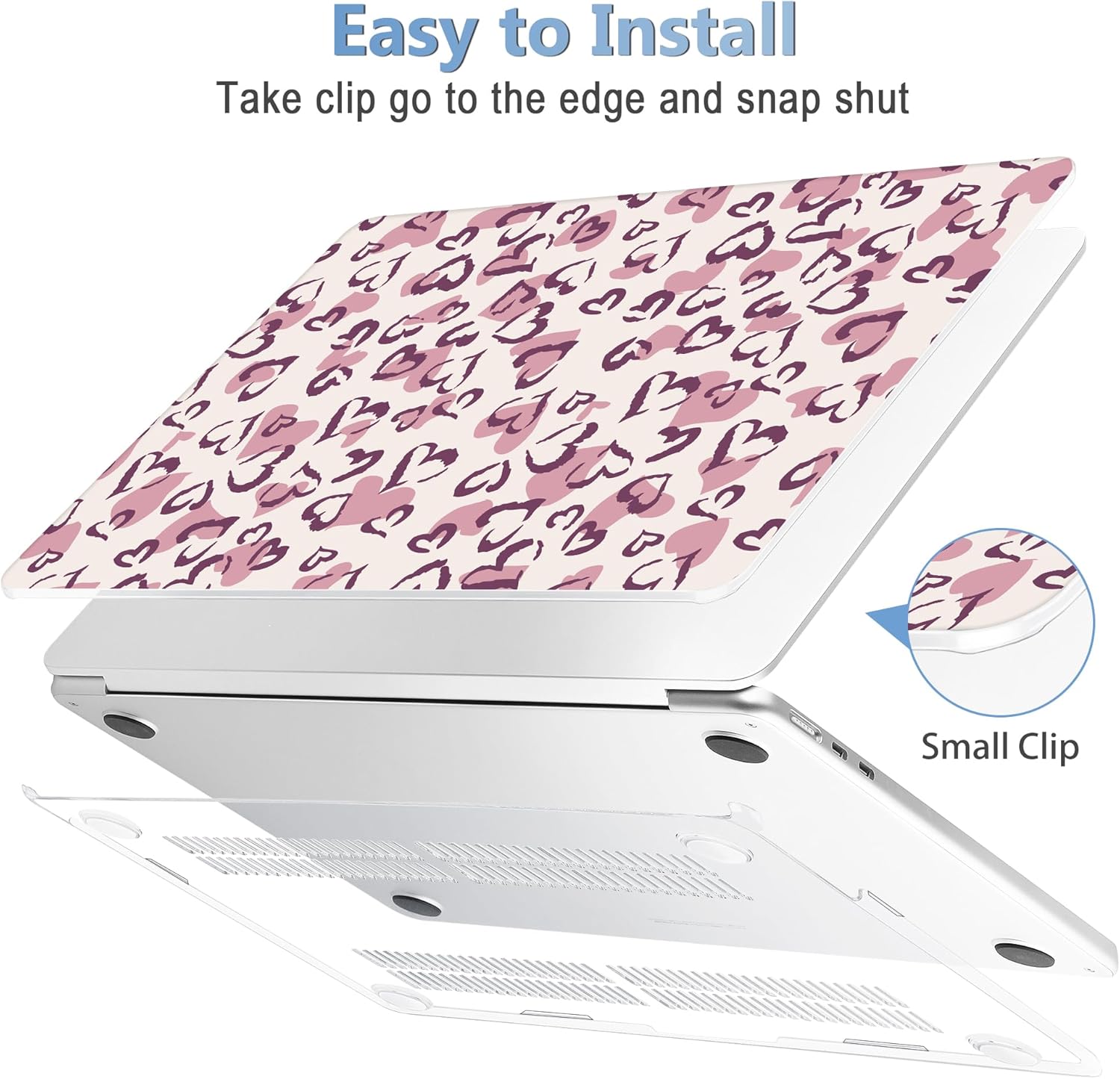 Mektron for 2025 MacBook Air 15 inch M4 Case A3241/ 2024 M3 A3114/ 2023 A2941 M2 Hard Printed Case with 15.3 Liquid Retina Display Touch ID, Plastic Hard Cover & Keyboard Skin- Heart Art