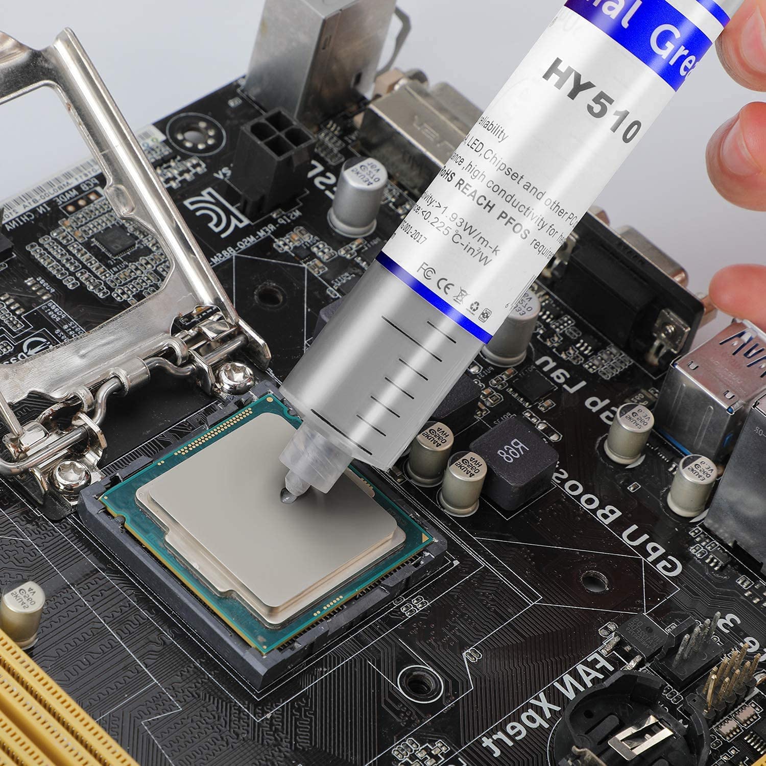 HY510-50g (25g*2) Thermal Conductivity: >1.93W/m-k CPU Thermal heatsink Paste Silicone Grease Compound Non-Conductive for pc CPU gpu PS4 50 Gram