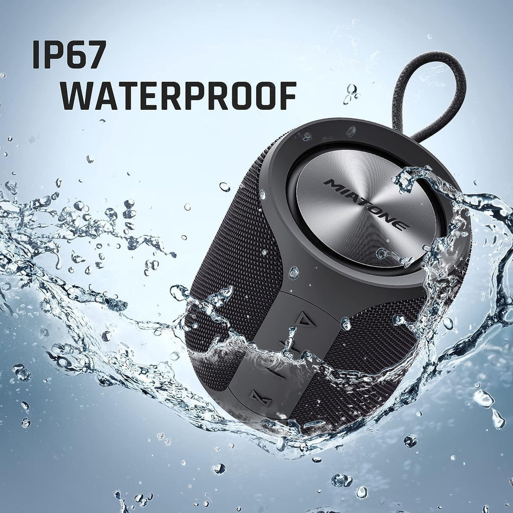 MIATONE QBOX - 16W Bluetooth Speaker IP67 Waterproof Speaker with Deep Bass, Portable Speakers for Beach Camping Accessories, Gifts for Men Fathers Him - Black