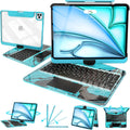 Intermerge Clear Keyboard Case for iPad Air 11" (M3/M2, 2025/2024), Air 5th/4th, Pro 11" 2022-2018, 360° Swivel Multi-Touch Trackpad, 7-Color Backlit, Pencil Holder, Type-C, Aqua Pulse