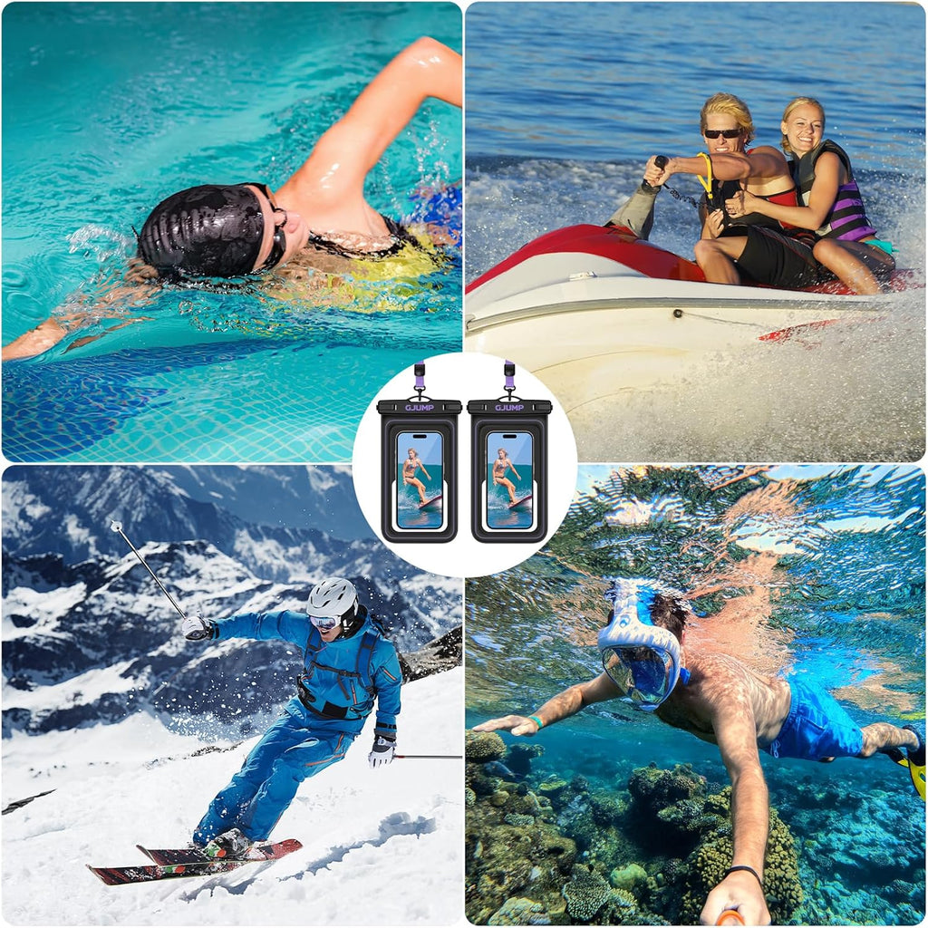 2 Pack Floating Waterproof Phone Pouch, Up to 8.3" IP68 Cellphone Dry Bag Compatible for iPhone 16 15 14 13 Pro Max Samsung Galaxy, Essential for Beach Cruise Ship (Purple*2)