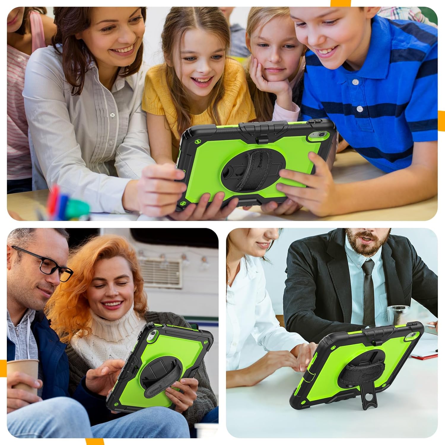 timecity for iPad (A16) 11th/ 10th Generation Case 11''/ 10.9 Inch (2025/2022) - Heavy Duty Protective Cover with Screen Protector, Stand, Shoulder Strap & Pencil Holder | Kids-Friendly - Green