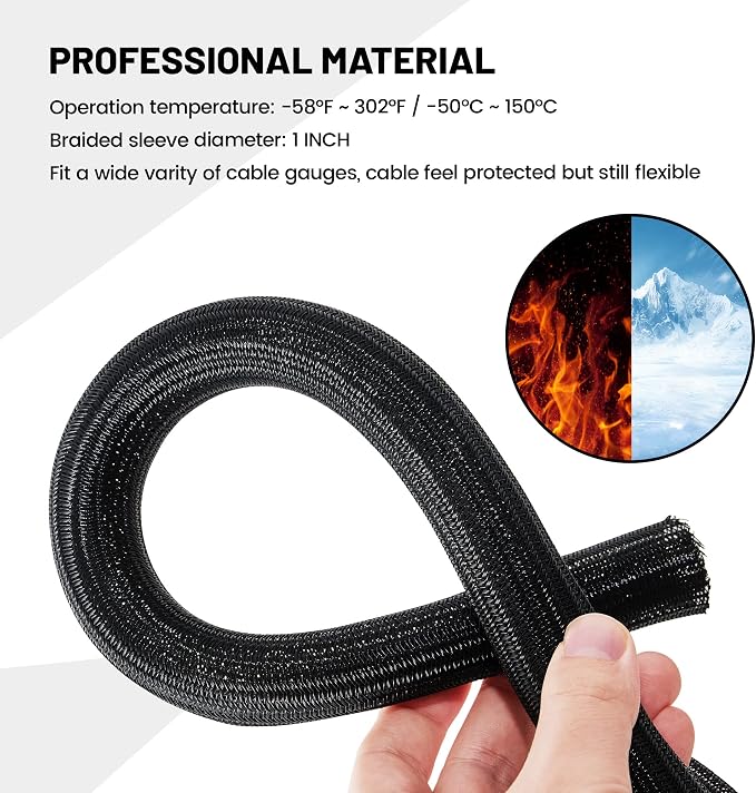 RED WOLF Braided Wire Cable Sleeve Split Wiring Sleeving 10 Feet - Image 6
