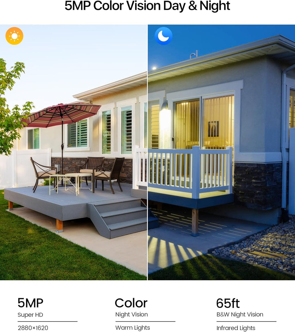ZOSI 3K 5MP Plug-in Wired WiFi Security Camera, Wi-Fi 6 New Technology, PT Wireless Camera with Auto Track, AI Person Detect, Color Night Vision, Smart Light & Siren Alert, 2-Way Audio, Local Storage