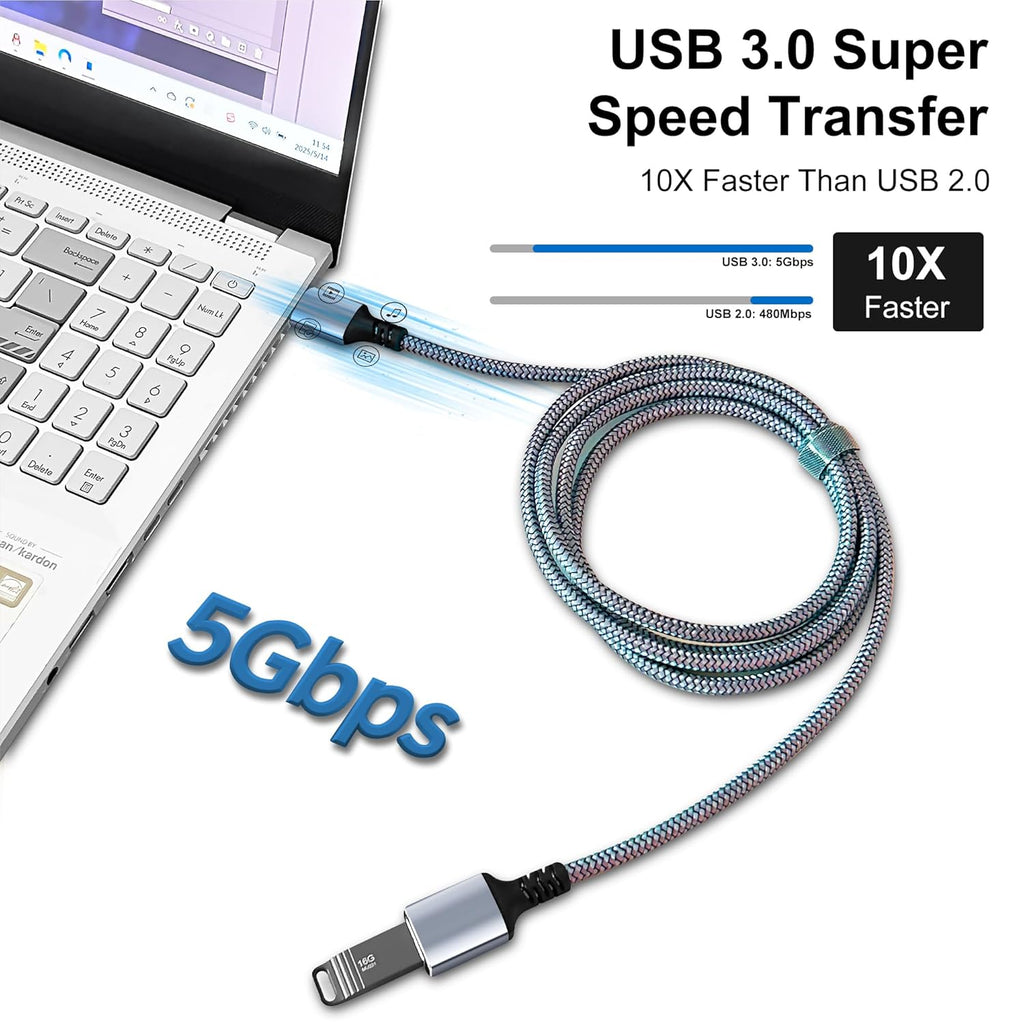 Tan QY USB 3.0 Extension Cable 5Ft, USB 3.0 High Speed Extender Cord Type A Male to A Female for PlayStation, Xbox, USB Flash Drive, Hard Drive, Card Reader,Scanner,Printer,Keyboard (Silver, 5Ft)