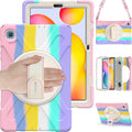 BRAECN for Galaxy Tab S6 Lite Case for Kids,Heavy Duty Rugged Shockproof Case with Hand Strap, Shoulder Strap, Stand, S Pen Holder for Samsung Galaxy Tab S6 Lite 10.4” Tablet SM-P610/P613 -Rainbow