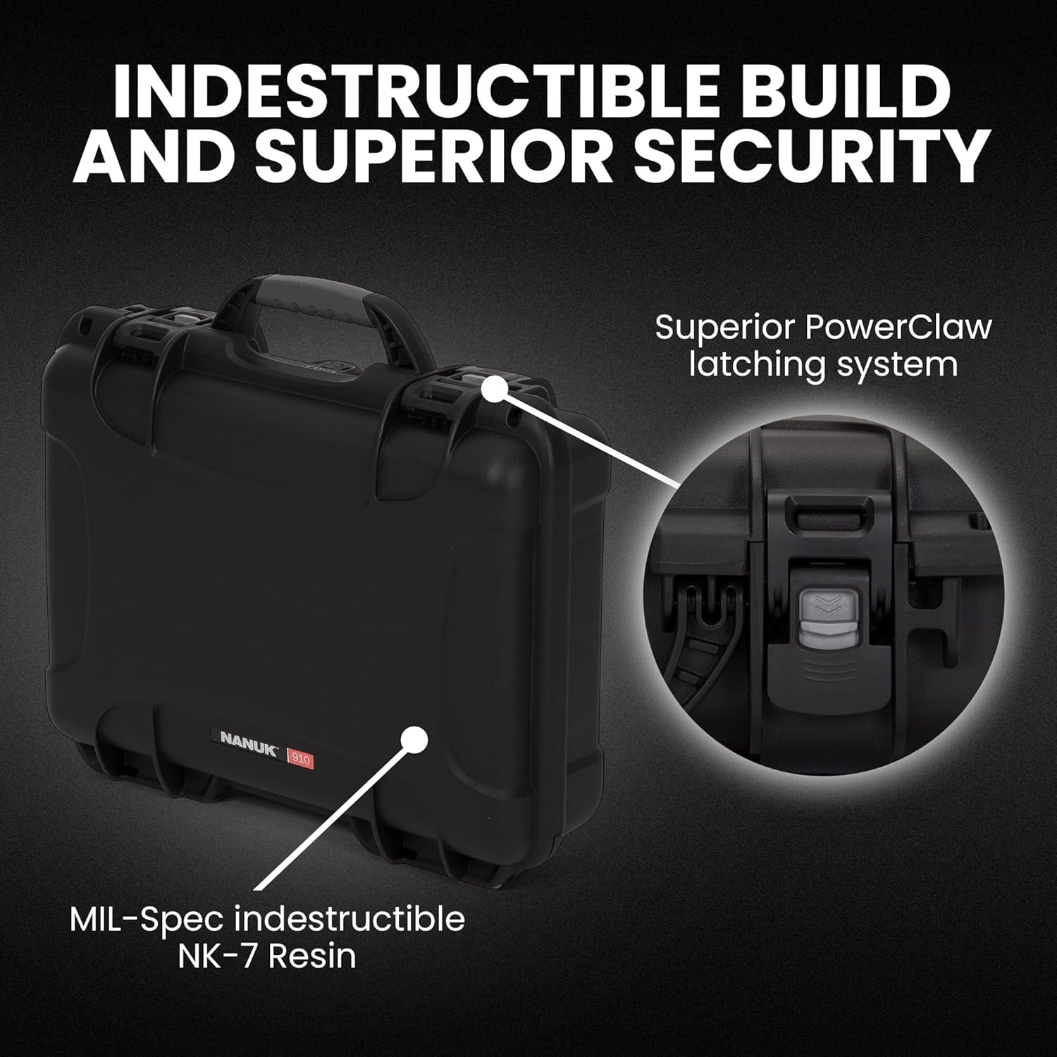 NANUK 910 Hard Case with Customizable Cubed Foam, IP67 Waterproof, Dustproof and Impact Resistant, 14.3” x 11.1” x 4.7”, Rugged Construction for Ultimate Protection, Made in Canada – Black