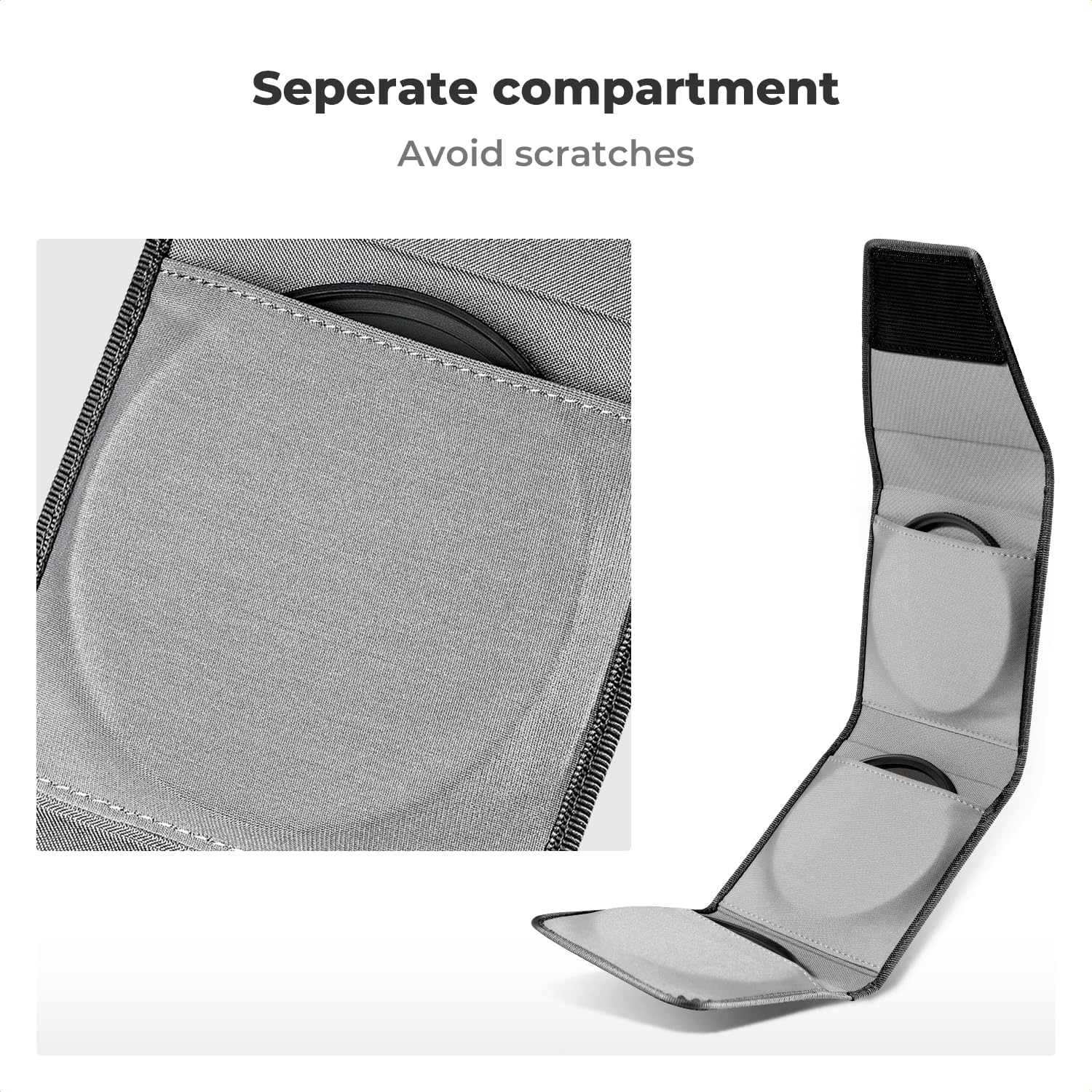 K&F CONCEPT Lens Filter Pouch, Lens Filter Case 3 Pocket Professional Photography Filter Holder Belt Bag Pouch Water-Resistant and Dustproof for Filter Up to 82mm (2Pack)