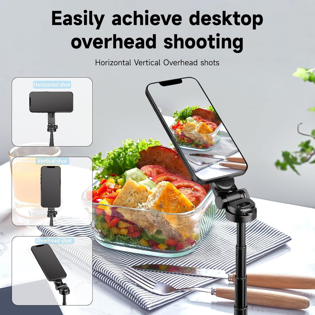 Selfie Stick for iPhone, Magnetic Tripod with Detachable Wireless Remote & Portable Tripods for iPhone - 3 in 1 Tripod for Video Recording, Live Streaming, Desktop Mobile Phone Stand