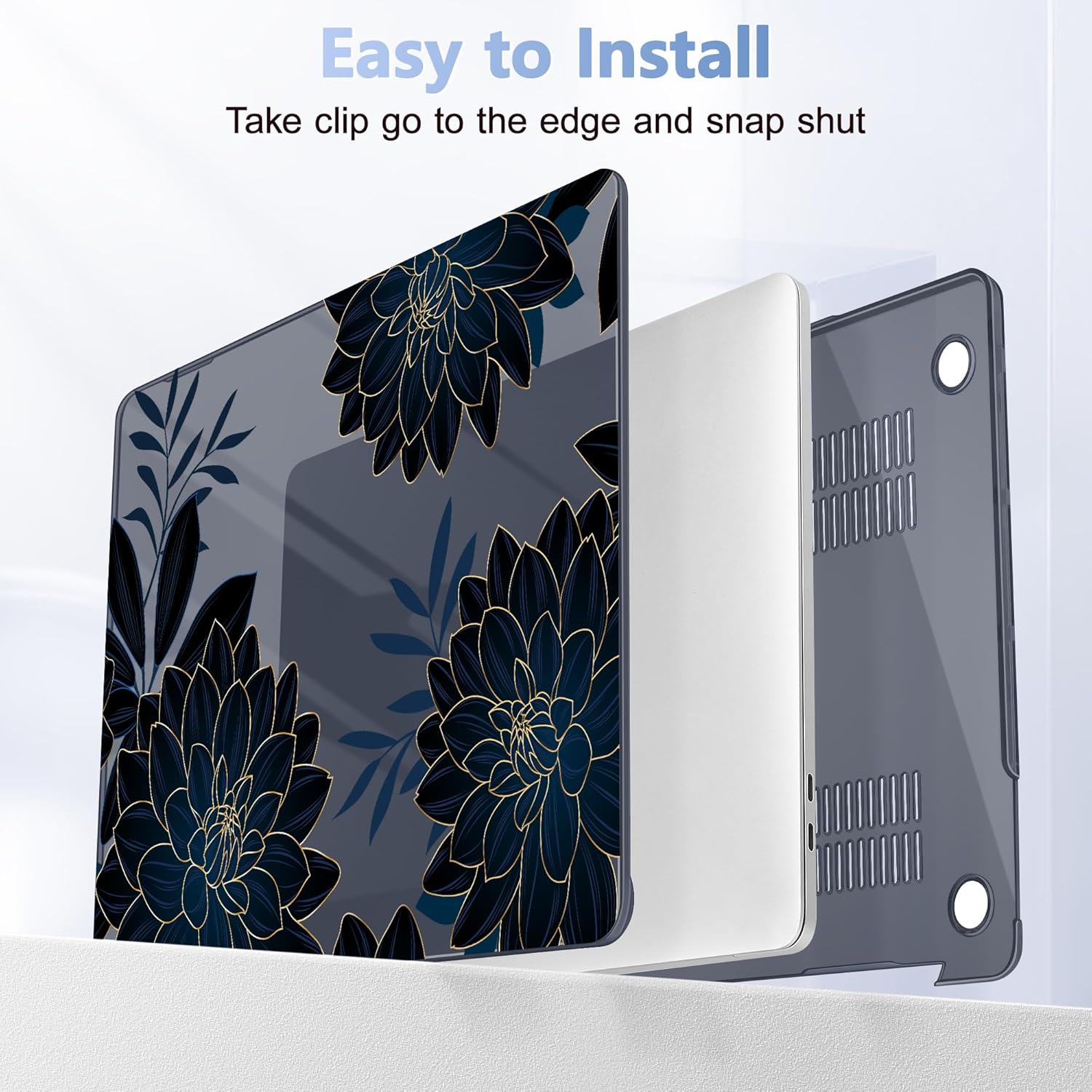 Case for MacBook Pro 13 inch with/Without Touch Bar (2016-2022, M2 A2338 M1 A2289 A2251 A2159 A1989 A1706 A1708), Hard Shell + Keyboard Cover + Dust Plug, Flower Dahlia
