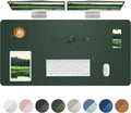 Leather Desk Pad Protector,Mouse Pad,Office Desk Mat, Non-Slip PU Leather Desk Blotter,Large Desk mat,Waterproof Keyboard mat for Office/Home/Decor (Dark Green,48" x 24")