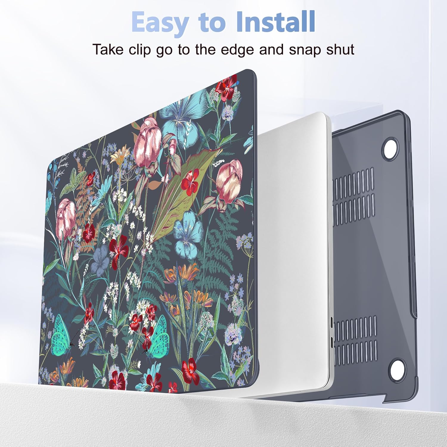Case for MacBook Pro 13 inch with/Without Touch Bar (2016-2022, M2 A2338 M1 A2289 A2251 A2159 A1989 A1706 A1708), Hard Shell + Keyboard Cover + Dust Plug, Flowers & Herbs