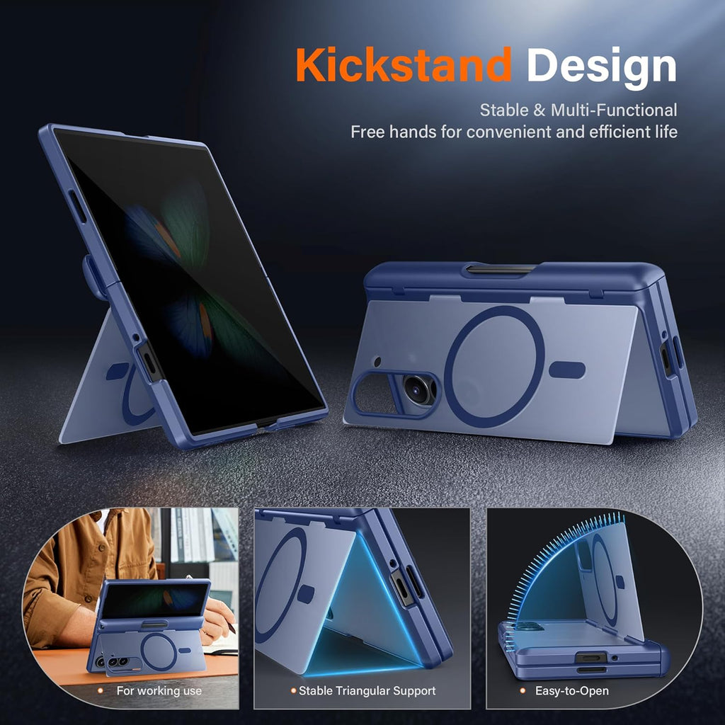 MOBOSI for Z Fold 6 Case with Privacy Screen Protector [Compatible with Magsafe], [Built-in Kickstand&Full Body Hinge Protection] Shockproof Phone Cover for Samsung Galaxy Z Fold6, Blue