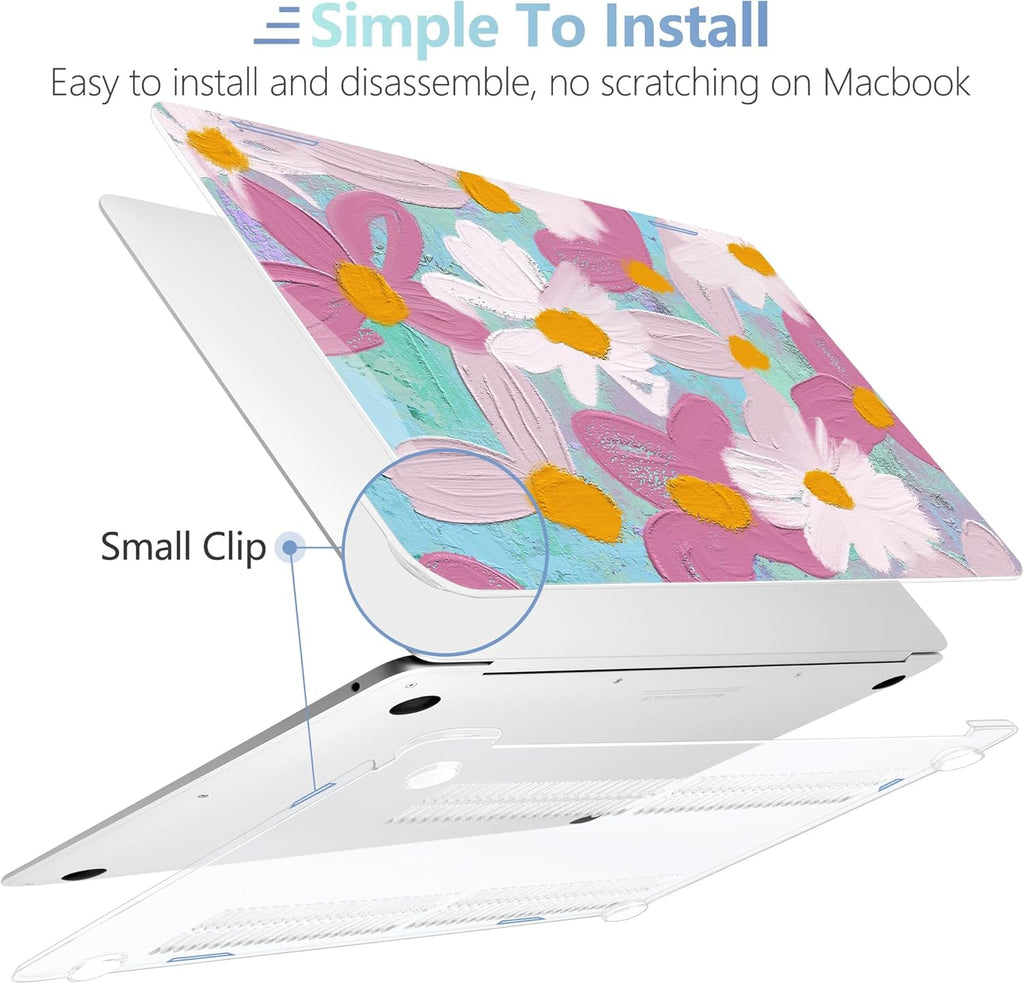 MEEgoodo for MacBook Air 13 inch Case 2021 2020 2019 2018 Released A2337 M1 A2179 A1932 with Touch ID, Plastic Hard Shell & Keyboard Cover Compatible with MacBook Air Case 13.3, Art Plants Floral