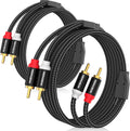 HOSONGIN RCA Cables 6.6ft 2 Pack[Hi-Fi Sound, Nylon Braided, Shielded], 2-Male to 2-Male RCA Audio Stereo Subwoofer Cable Auxiliary Cord for Home Theater, HDTV, Amplifiers, Hi-Fi Systems, Speakers