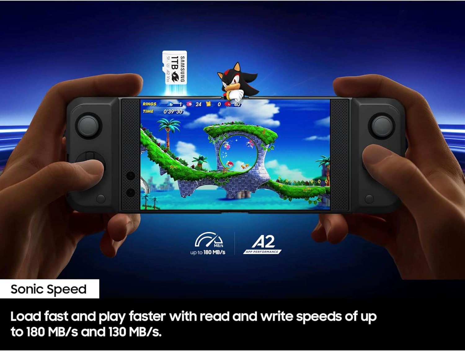 Samsung PRO Plus Sonic The Hedgehog + Adapter, 256GB microSDXC, Up-to 180MB/s, Full HD & 4K UHD, UHS-I, C10, U3, V30, A2, for Nintendo-Switch, Steam Deck, GoPRO, DJI Drone, Tablets (MB-MD256SA/LC1)