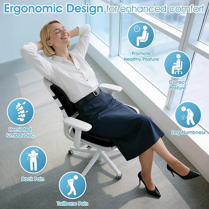 CushZone Seat Cushion, Lumbar Support Pillow - Image 2