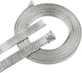 Tinned Copper Metal Braid Sleeving Wire Shielding Sleeve Braided Copper Ground Straps EMI/RFI Interference Expandable Flat Mesh Shielding Cable for Protect Wire (1/2inch-22ft)