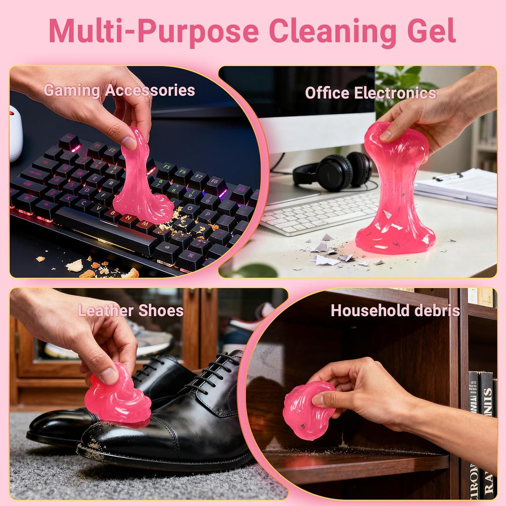 2 Pack Car Cleaning Gel Reusable Auto Slime Cleaner,Rose Scent Dust Cleaning Gel Keyboard Slime for Car Interior Air Vent Cleaner, Auto Detailing kit Tools Accessories,Gifts for Men Women,200g,Pink