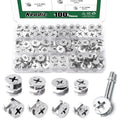 Keadic 100 Pcs 4 Sizes Cam Locks for Furniture, 3-in-1 Eccentric Wheels, Furniture Cam Lock Nuts Furniture Connecting Cam Lock Fittings Assortment Kit for Wardrobe Drawer Closets Bed